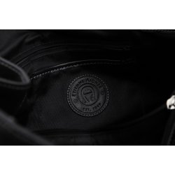 etienne Aigner Vintage taske i sort skind med hvide kontrast syninger.