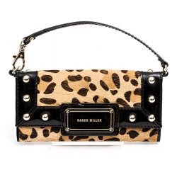 Karen Miller kuvert taske i laklder og pels bestning