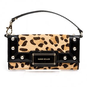 Karen Miller kuvert taske i laklder og pels bestning