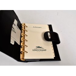 Longchamp adressebog i sort Kalve skind; Vintage, men har aldrig v�ret i brug