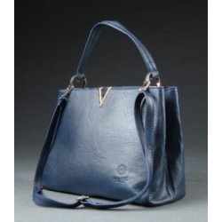 Vintage: Italiensk Skindtaske i blåt skind - Luksus og brand Vintage tasker - Læderprojektet