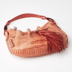 velholdt Georgio Armani Vintage taske i pink skind med krokodille prg