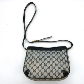 Gucci GG  Monogram taske med bl� skind bes�tning