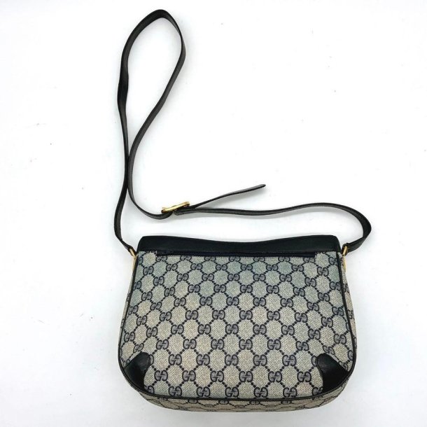 Gucci GG  Monogram taske med bl� skind bes�tning