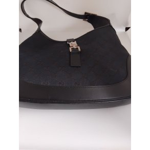 Gucci Vintage taske i sort monogram Canvas og l�derbes�tning Stor model