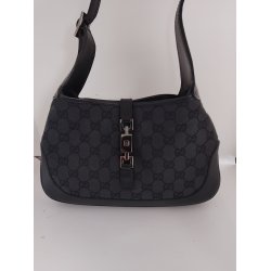 Gucci Taske i sort monogram canvas og skind: lille model