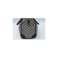 Gucci Sherry Line Boston taske i logo stof og bl�t l�der.
