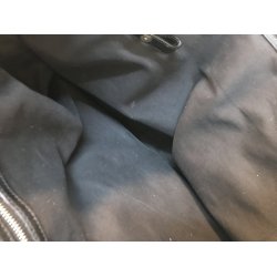 Renoveret gucci Taske i sort stof med skind bestning og 3 etuier medflgende