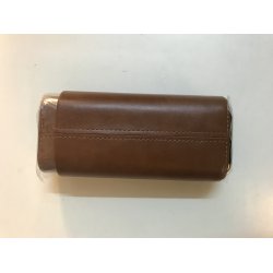 Cigar etui i lder og metal med cigar klipper i forlomme