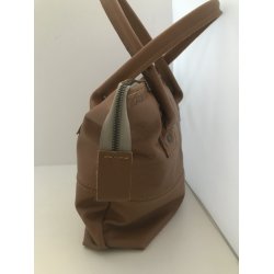 Skindtaske i bldt lkkert bffelskind foret med gte ruskind