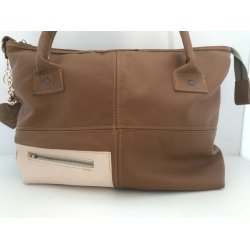 Skindtaske i bldt lkkert bffelskind foret med gte ruskind