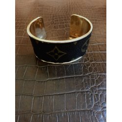 Hndlavet upcycled Bjle armbnd i gte Louis Vuitton Monogram Canvas