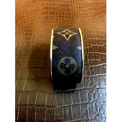 Hndlavet upcycled Bjle armbnd i gte Louis Vuitton Monogram Canvas