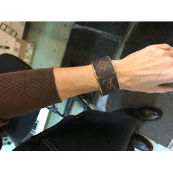 Hndlavet upcycled Bjle armbnd i gte Louis Vuitton Monogram Canvas