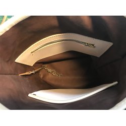 Renoveret gte louis Vuitton Mini Bucket taske i logo Monogram Canvas og lder