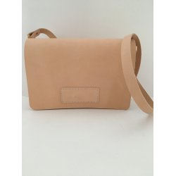 Kernelder taske i natur Veg. garvet lder