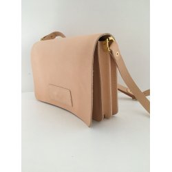 Kernelder taske i natur Veg. garvet lder