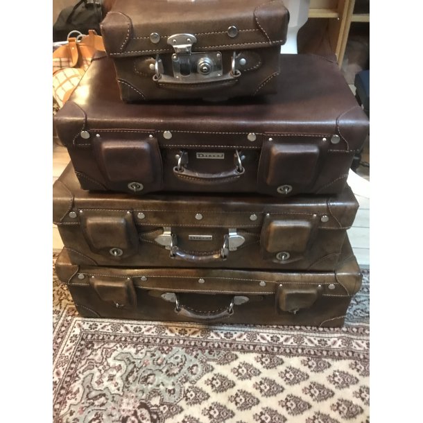 4 stk. flotte vintage kufferter i forskellige str. i - Vintage tasker i læder skind - Læderprojektet