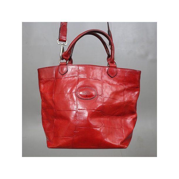 Ægte Vintage taske i cherise rødt præget læder - Luksus brand Vintage tasker - Læderprojektet