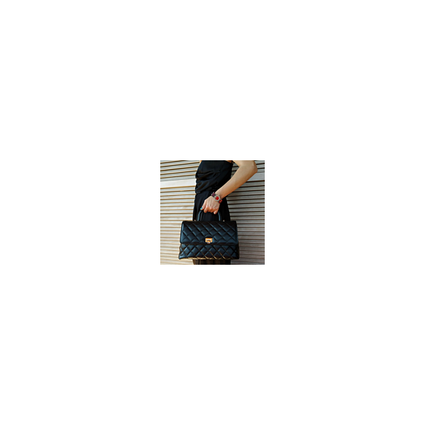 Quiltet taske i med håndtag Tasker i skind og læder - Læderprojektet