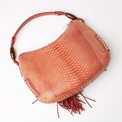 velholdt Georgio Armani Vintage taske i pink skind med krokodille prg