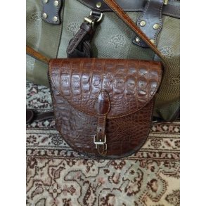 Mulberry Vintage taske i oval facon og i brunt kroko lder