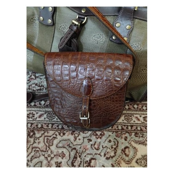 Mulberry Vintage taske i oval facon og i brunt kroko lder