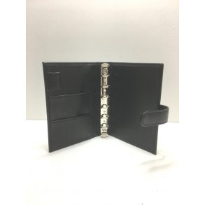 Lille kalender / notesbog holder i sort skind