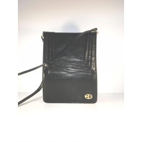 Klassisk elegant Vintagetaske i sort kalveskind