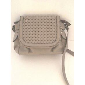 Vintage taske i gr PU lder; som ny.