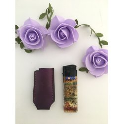 Lighter etui i skind  til engangslighter; lighter medf�lger