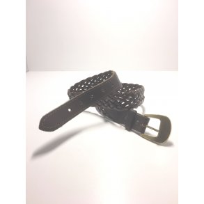 Smukt flette lderblte med meget flot patina Vintage