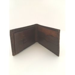 Tofljet Vintage tegnebog i brunt skind med prg