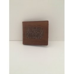 Lille tofljet Tegnebog i brunt prget skind