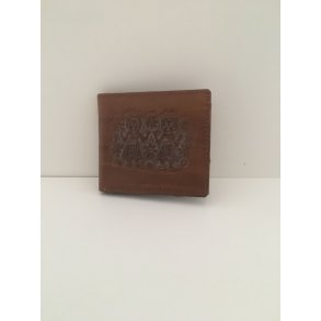 Lille tofljet Tegnebog i brunt prget skind