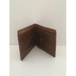 Lille tofljet Tegnebog i brunt prget skind